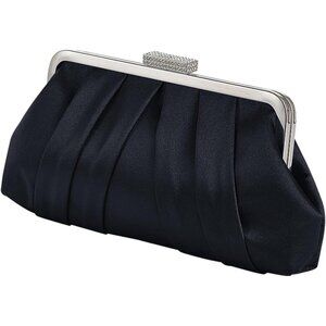 Women Elegant Pleated Clutch Bag Ruched Purse with Metal Chain, Dressy Crossbody